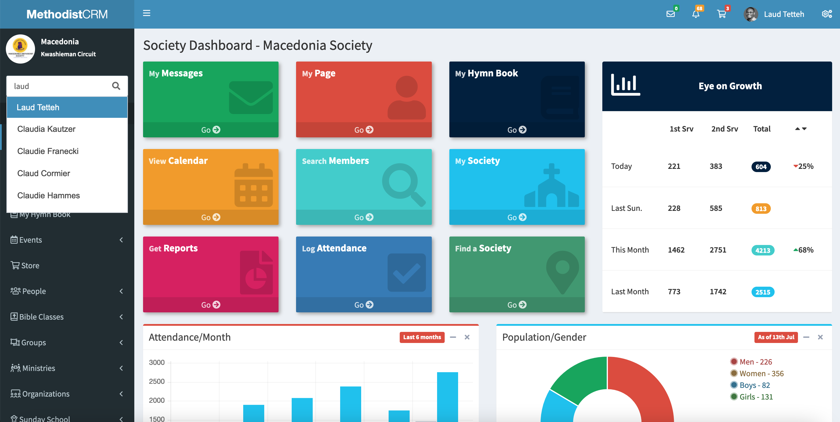 Methodistcrm Quick Search Screenshot